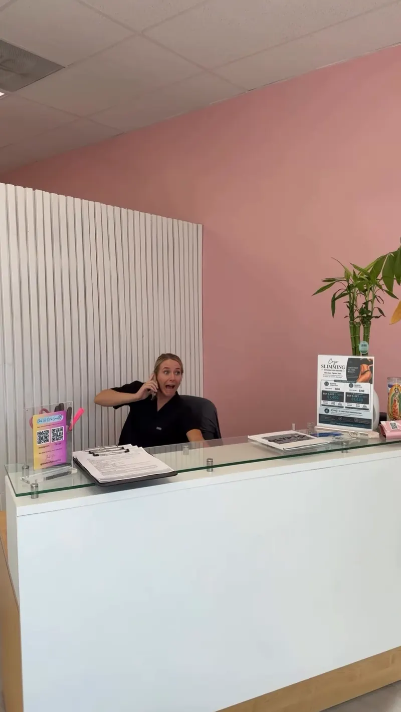 The reception desk at The Body Sculpt LA in Burbank